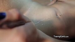 Sheshaft beauty enjoys wanking her cock Thumb