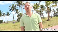 Lascivious blindfolded stud receives a lusty jock sucking session Thumb
