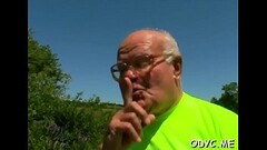 teen gets pussy licked and drilled by old guy Thumb