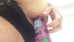 Anal pleasure from deodorant can and lube Thumb