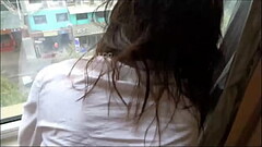 人妻少妇被我按在窗台上操，后入她的小骚逼！嘴里叫着老公还想要！ Thumb