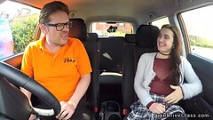 Natural brunette student rides instructor Thumb