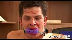 Dude gets ass fucked with strap on during sexy fedom action Thumb