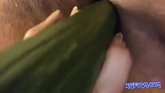 Hot chubby masturbating with cucumber Thumb
