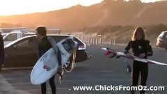 Horny Aussie chicks watch surfers Thumb