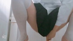 chinese sissy in school uniform fuckself in a toilet Thumb