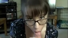 Full lips brunette in get big load on glasses Thumb