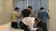 Old officer punishes twinks with his meaty baton Thumb
