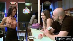 Two tight ladies give a BJ and get pounded in the bar Thumb