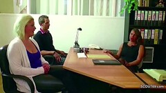 German MILF in Real 3some Female Casting with Young Couple Thumb