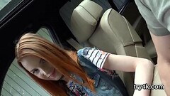 Kissable sweetie gives a head in pov and gets slim twat poked Thumb