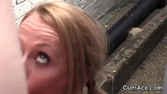 Flirty hottie gets cumshot on her face swallowing all the jizm Thumb