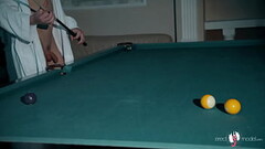 Naked guy swimming ended with big dick handjob on a pool table Thumb