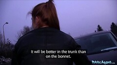 Public Agent Innocent looking ginger girl fucked over a car bonnet Thumb