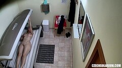 Older MILF Tanning her Shaved Tight Pussy Thumb