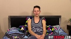 Skinny young dude Seth Cane plays with his big cock solo Thumb