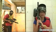 CULIONEROS - Sexy Latina with huge butt and boobs playing paintball Thumb