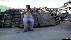 Fucking on a log outdoors Thumb