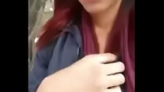 Girl showing boobs in public place Thumb