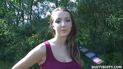 Busty teen Lucie Wilde POV fucking outdoor Thumb