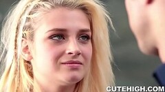 Skinny Aubrey Gold Giving Blowjob and Laid Thumb