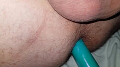 Fucking my ass with her blue vibrator Thumb