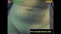 Wild asian girl wrote her name Cameron on her belly so you won'_t forget the girl that gave hers Thumb