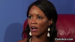 Sexy centerfold gets jizz load on her face swallowing all the ejaculate Thumb