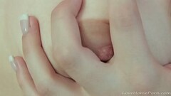 Beauty in red lingerie gets a bit kinky Thumb