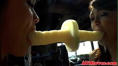Assfetish babe toys with giant dildo Thumb
