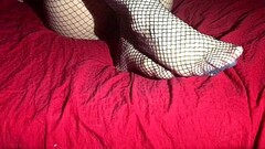 Hot Fishnets Footjob with Electro Music. Thumb
