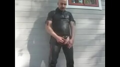 Finnish amateur leather gay Juha Vantanen cums Thumb