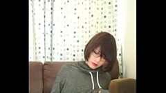 Gorgeous asian ladyboy cums hard with vibrator Thumb