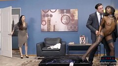 Black clothing store employee takes care of hard client Thumb