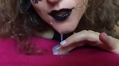 Black lips cum in my mouth latex gloves spit SlowMo Thumb